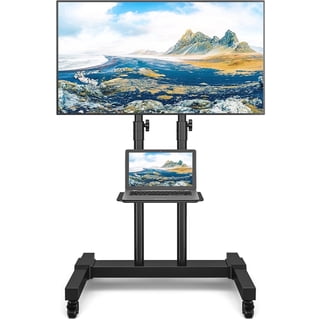RTVR Rolling TV Cart Stand with Wheels for 32 to 85 inch Screens Mobile Portable TV Stand, Modern Black
