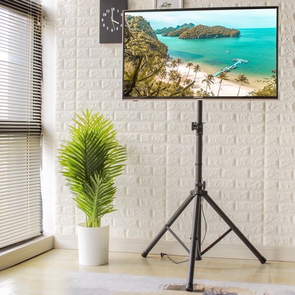 RTVR Portable Tripod TV Stand for TVs up to 70", 31.5 x 74.9 x 31.5 inches, Black, Modern
