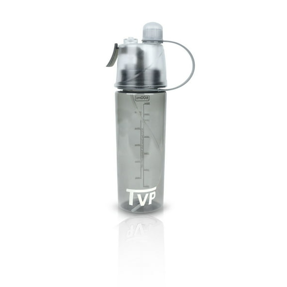 TVP Mist Spray and Sip, 2 in 1 Water Bottle for Sports & Outdoor Use, 20oz Black