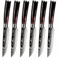 thumbnail image 1 of TVQUYET 6-Piece Steak Knives Set Wood Handle Non Serrated,4.5" Damascus Laser Stainless Steel Steak Cutting Knife for Kitchen and Restaurant Gift Men, 1 of 7