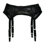 TVRtyle Women's Mysterious Sexy Black 4 Vintage Metal Clips Garter Belts for Stockings