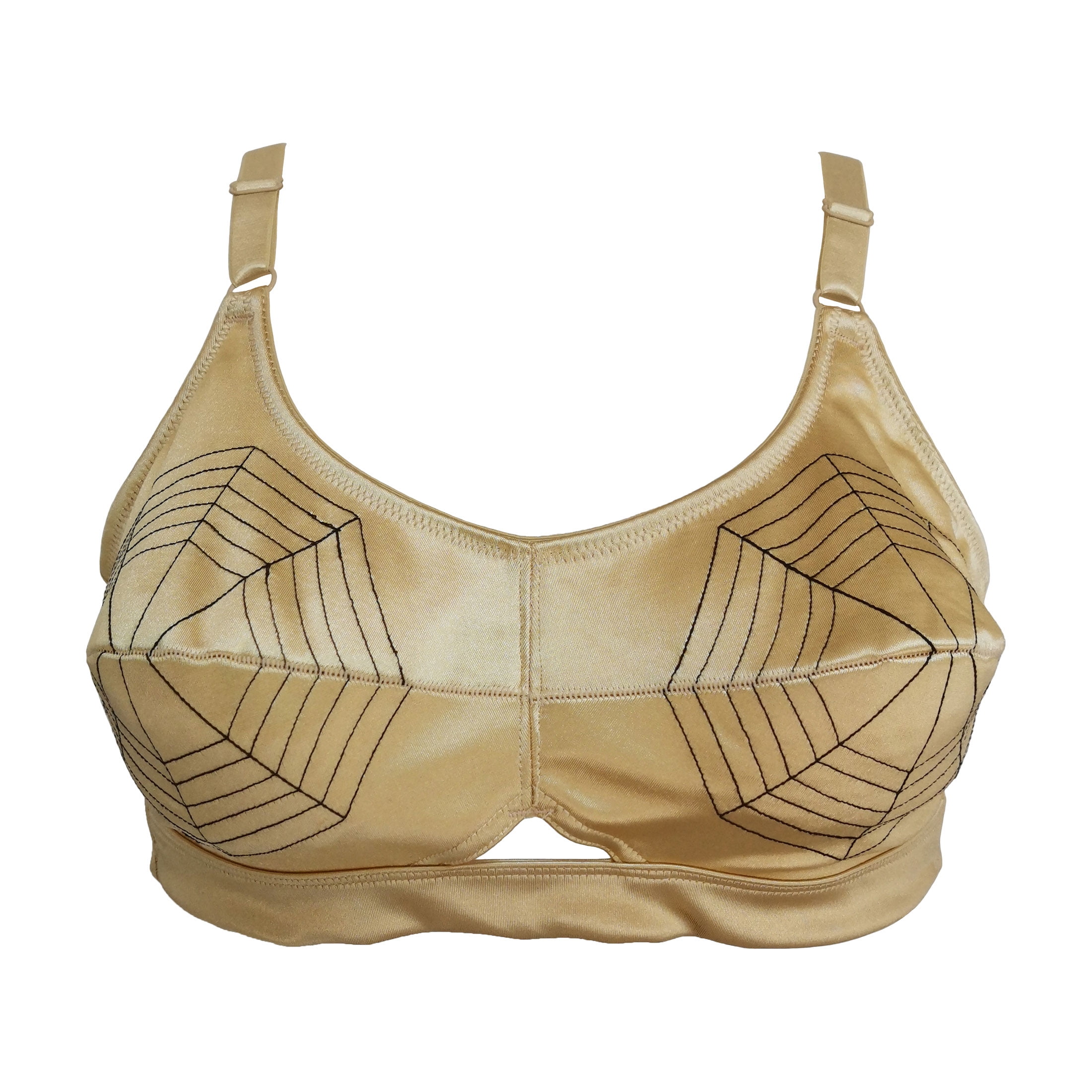 TVRtyle Women's Vintage Golden Satin Spider Pattern Sexy Bullet Bra