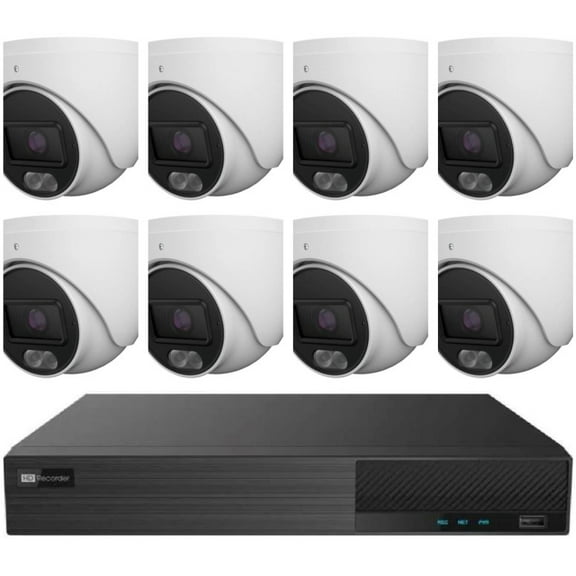 TVT Titanium KIT168-4TB 16-Channel 8MP HD NVR with 8 IP Turret Cameras and 4TB HDD, NDAA Compliant