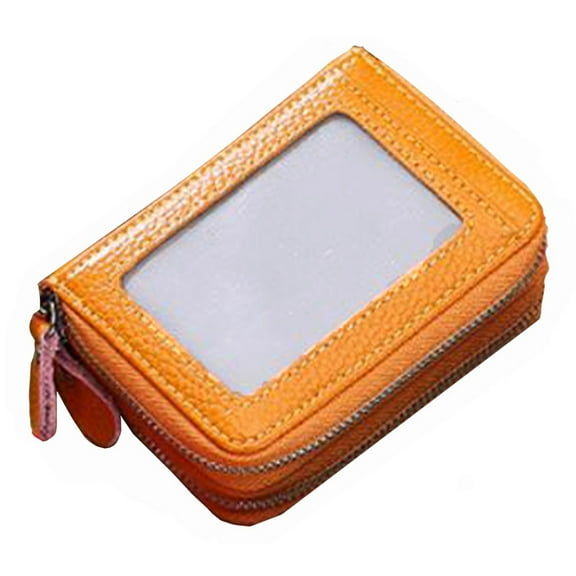 TVTD Deluxe Accordion Credit Card Holder Zip Leather Wallet Women's (Camel Yellow) Yellow One Size