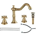 TVTIUO Brushed Gold 2-Handle 3-Hole Widespread Bathroom Faucet ...