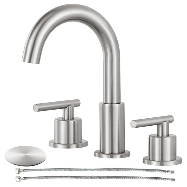 TVTIUO Brushed Nickel Bathroom Faucet 3 Pieces with Metal Drain