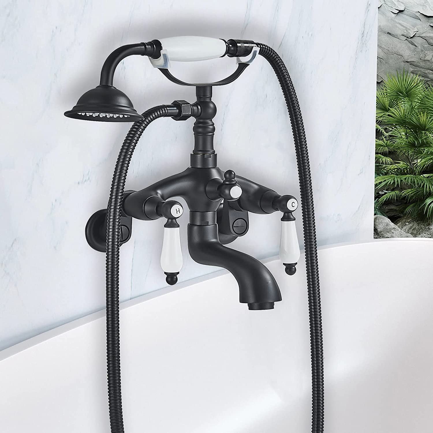 TVTIUO Clawfoot Tub Faucet Matte Black, Bathtub Faucet with Handheld