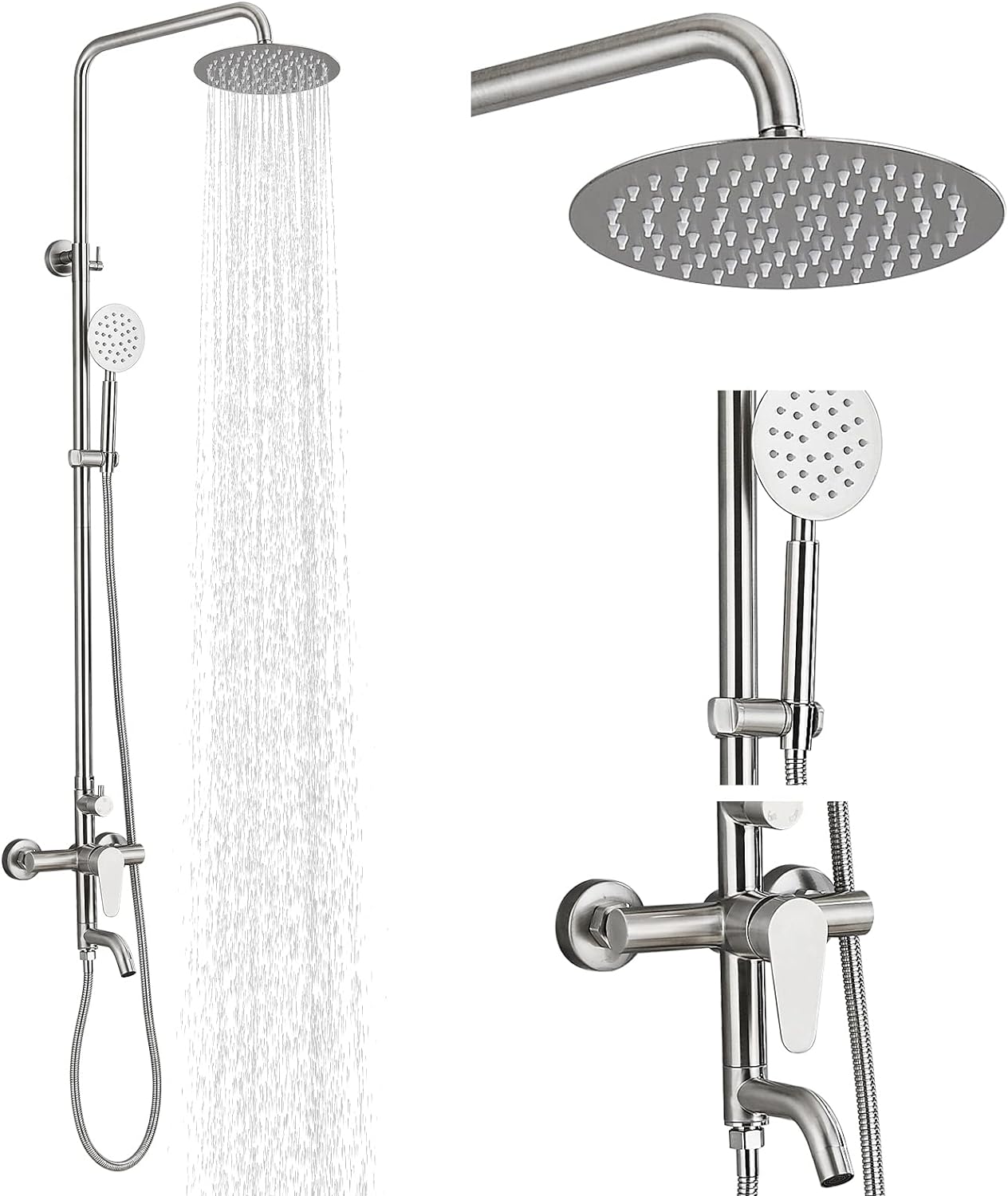 TVTIUO Outdoor Shower Fixture Brushed Outdoor Shower Kit with 8" Shower