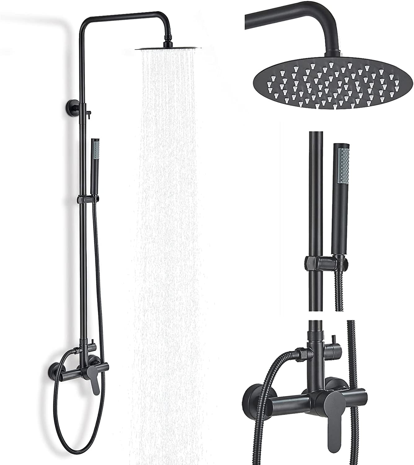 TVTIUO Outdoor Shower Fixtures Matte Black SUS304 Outdoor Shower Faucet