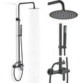 thumbnail image 1 of TVTIUO Outdoor Shower Fixtures Matte Black SUS304 Outdoor Shower Faucet Kit 8 Inch Shower Head with Handheld Spray Bathroom Shower System Wall Mount Dual Function, 1 of 8
