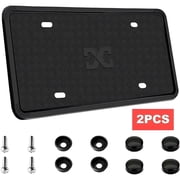 TVTUTPWY Silicone License Plate Frame, 2-Pack Car License Plate Holder Frames, Universal US Car Silicone License Plate Holders Brackets Rust-Proof, Rattle-Proof, Weather-Proof Car Accessories Black