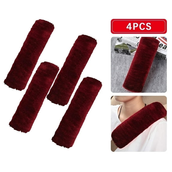 TVTUTPWY Soft Faux Fur Universal Fit Seatbelt Covers, 4 Pack Seat Belt Cover Pad for Shoulder Pad Neck Cushion Protector Fur Car Accessories (Deepred)