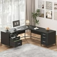 thumbnail image 1 of TVU 59’‘ L Shaped Desk with 6 Drawers, Large Home Office Corner Computer Desk with Storage File Cabinet, Modern Metal Wood Desk for Executive Writing Study Workstation (Black), 1 of 9