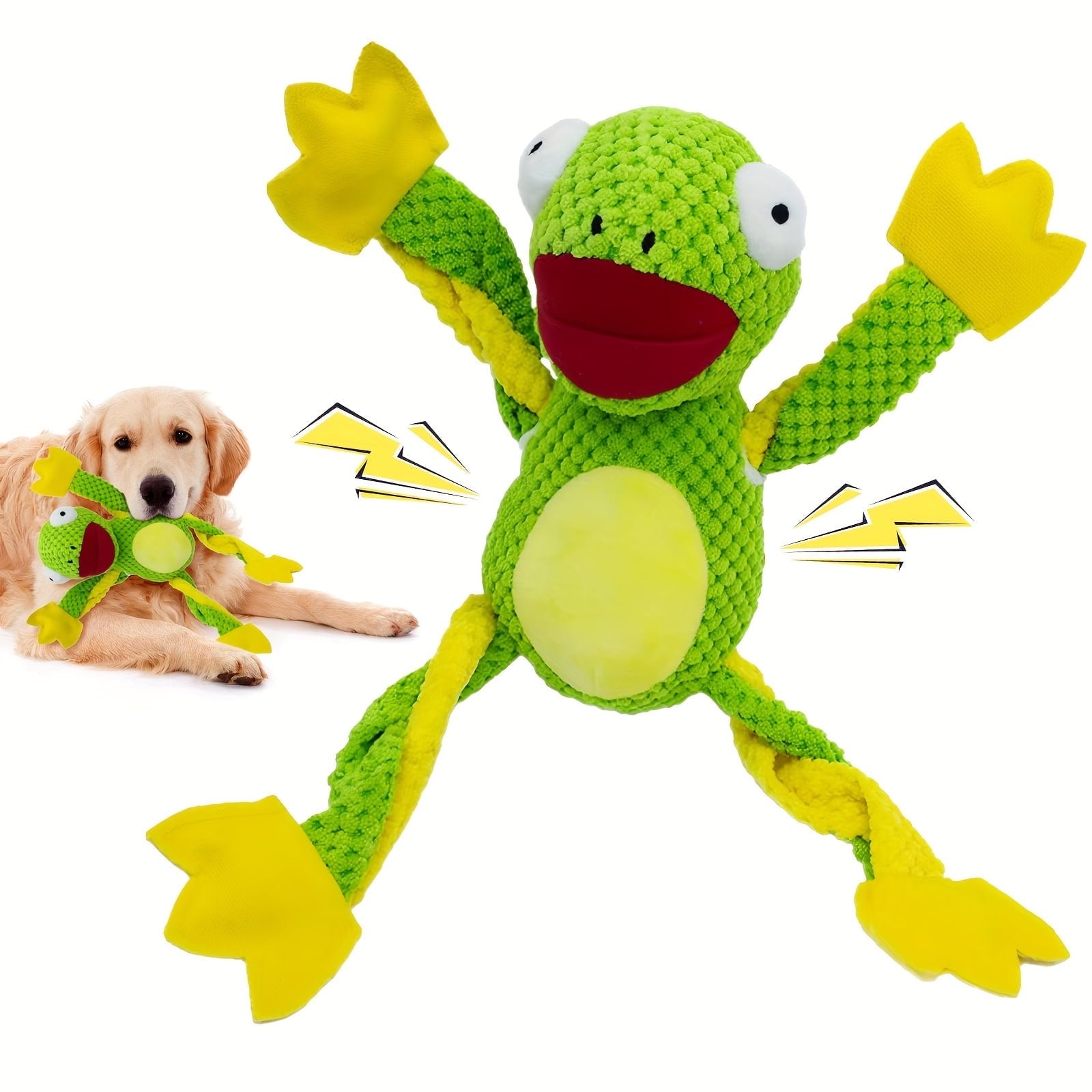 Frog Giant Squeaky Dog Toy TVYTYAT Durable Squeaky Puzzle Frog Dog