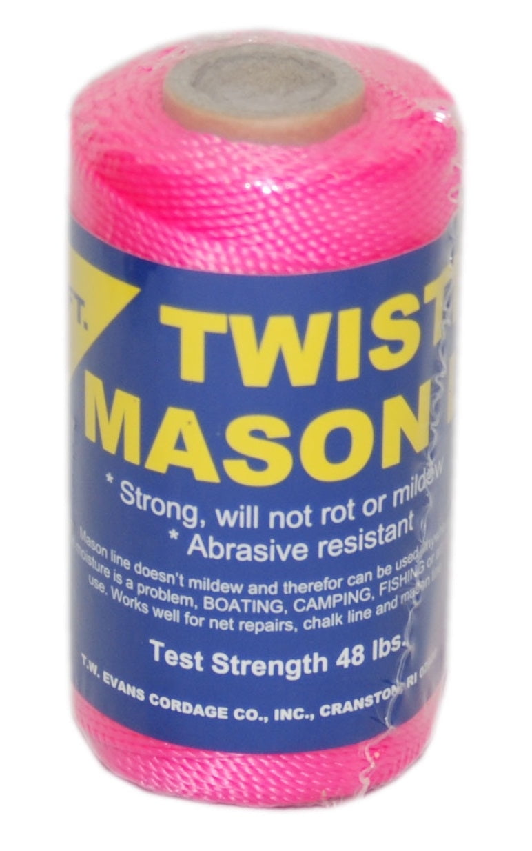 TW Evans Cordage 11-193 Nylon Mason Line Twist, #18 x 1088', Pink