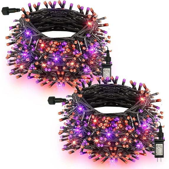 TW SHINE Halloween Lights - 400 LED 132FT Outdoor Plug-in With 8 Modes, Waterproof Indoor/Outdoor Decorations for Party, Yard, Haunted House Decor - Orange and Purple