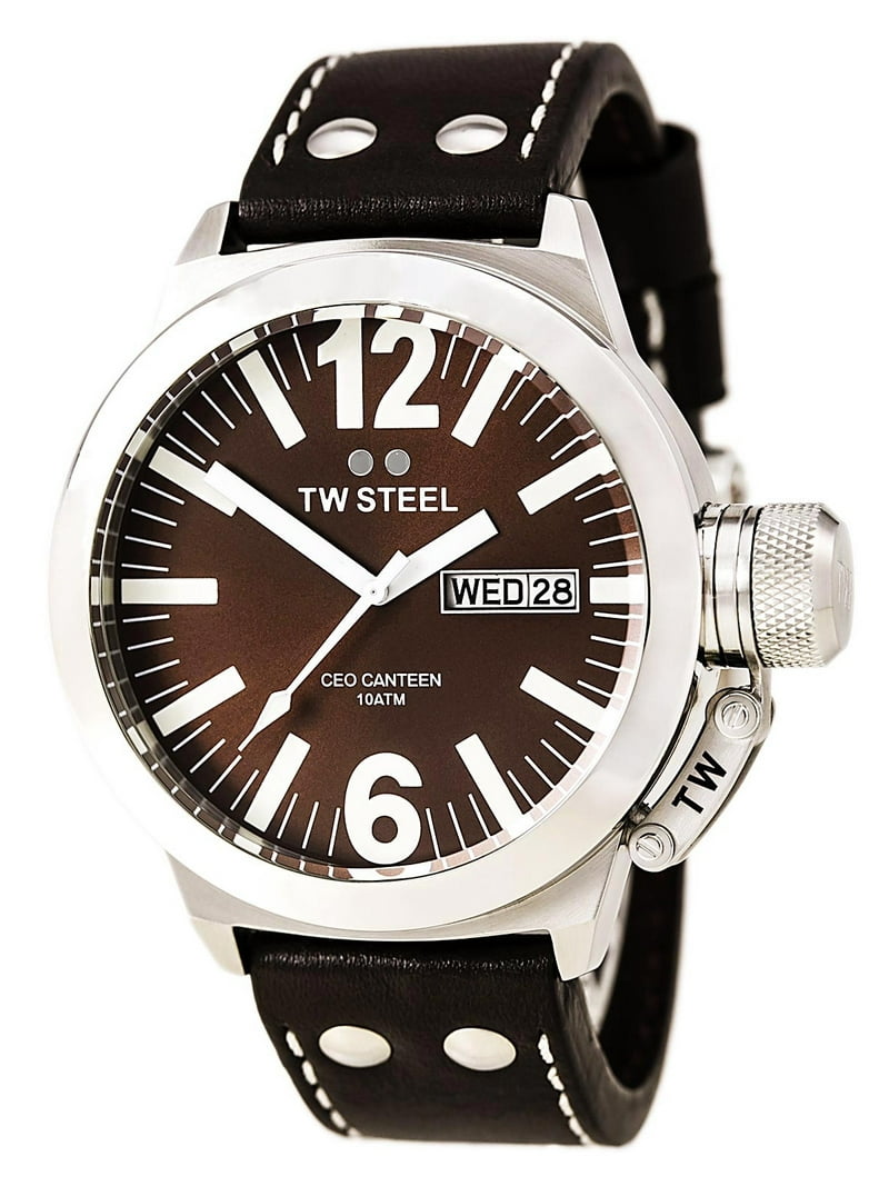 TW Steel CE1009 Men's Brown Dial Leather Strap Watch - Walmart.com
