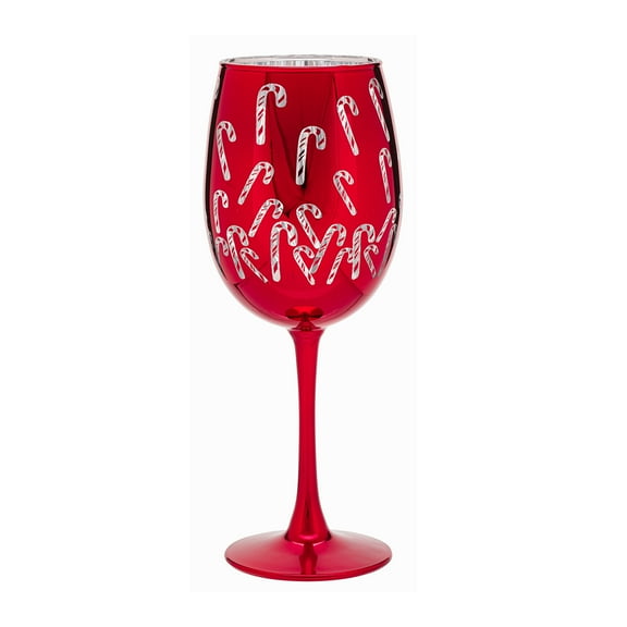 Candy Cane Wine Glass 15.5 OZ Holiday Time