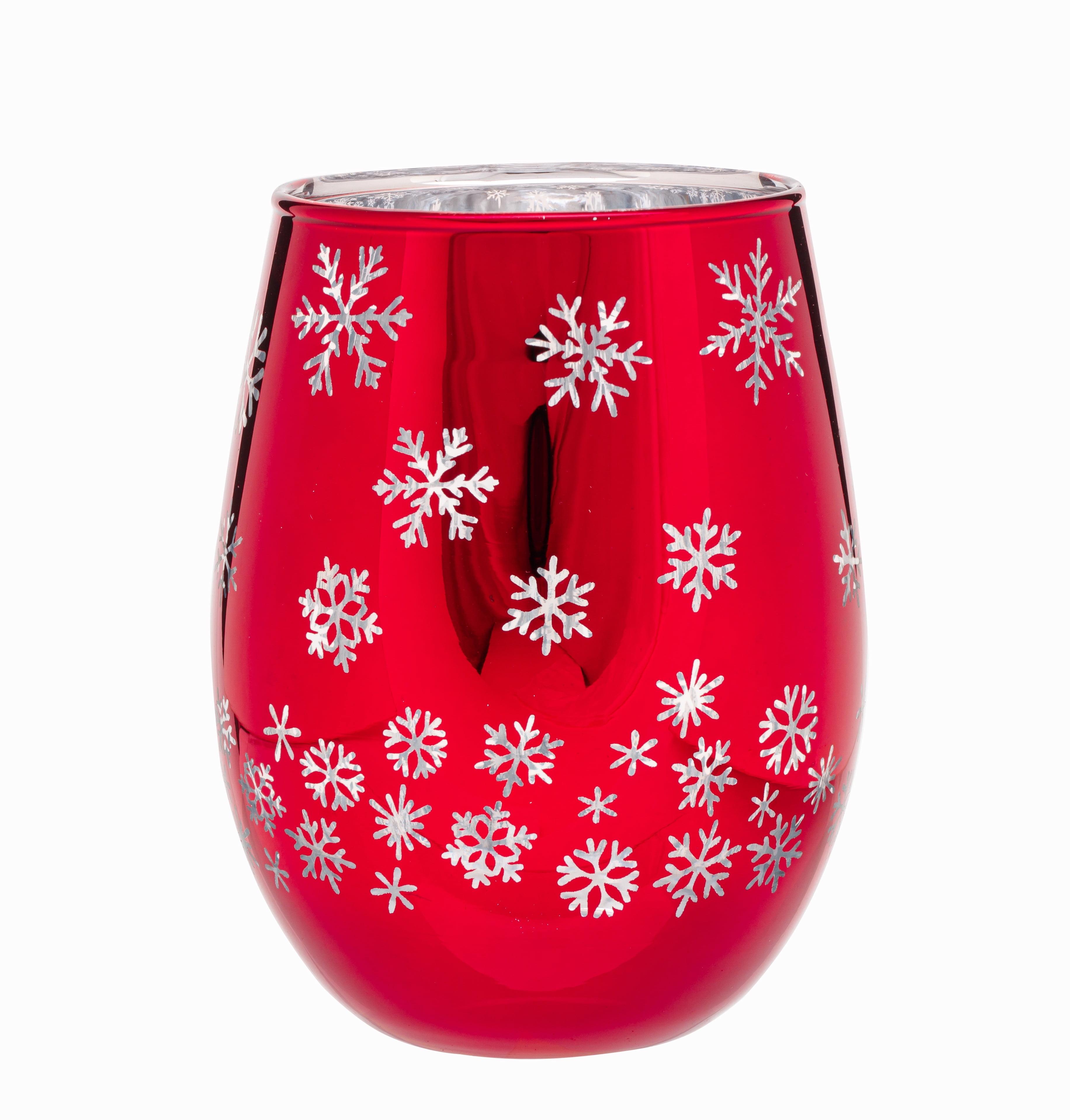 Stemless Snowflake Wine Glass 17.5 OZ Holiday Time