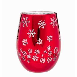 2Pcs Christmas Stemless Wine Glasses – 17oz Cardinal Bird Design For Holiday Parties & Gifting