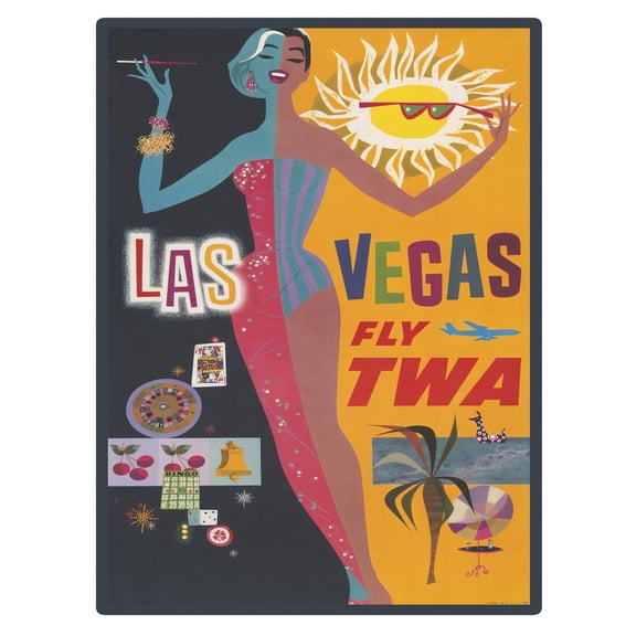 TWA Las Vegas Travel Poster, Unframed Paper Poster 8x10in
