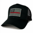 thumbnail image 1 of TWC Thin Red Line USA American Flag Patch Snapback Trucker Mesh Cap - Black, 1 of 1