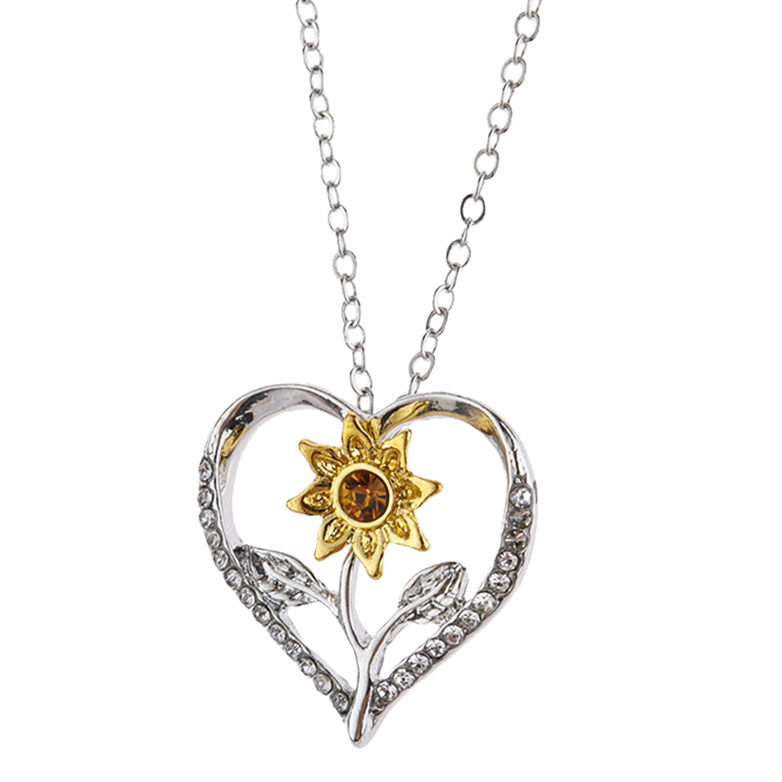 TWCTUWEN 2024 Z Initial Necklace New Sunflowers Heart Shaped Diamond