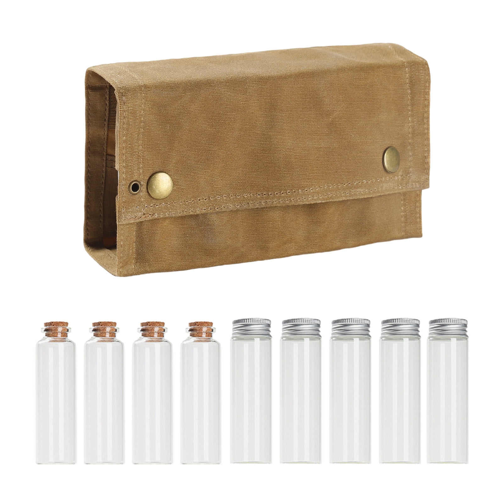 TWCTUWEN Outdoor Camping SeasoningBottle Storage Contains 9 Glass Camping Dining Seasoning