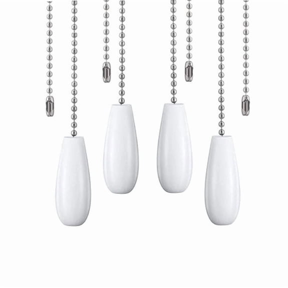TWDRTDD 13.5 Inches White Color Wooden Ceiling Fan Pull Chain - Farmhouse Rustic Fan Pulls Replacement with Beaded Rope