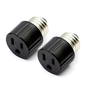 TWDRTDD 2-Pack E26/ E27 Light Bulb Outlet Socket Adapter,UL Listed Light Socket to Plug Adapter Socket Converter,E26 Light Socket to 2 & 3 Prong Plug Adapter for Porch Patio Garage,Black