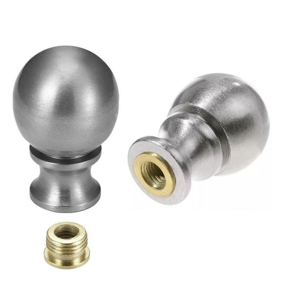 TWDRTDD 2" Zinc-Alloy Ball Knob Lamp Finials, Brushed Nickel, Set of 2