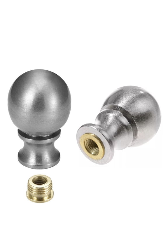 2" Zinc-Alloy Ball Knob Lamp Finials, Brushed Nickel, Set of 2