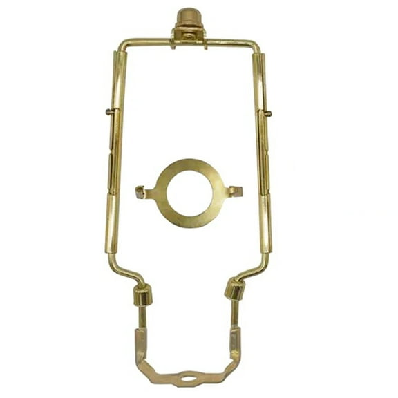 TWDRTDD 8" to 10"  Lifting Support Adjustable Lamp Shade Harps Holder with 3/8 Standard Saddle,E26 Light Base UNO Fitter Adapter Converter Finial Set,Brass