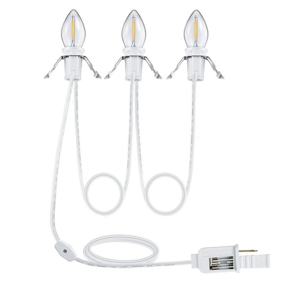 TWDRTDD Accessory Cord with 3 LED Light Bulbs,6Ft Blow Mold Light Indoor String Lights Cord with On/Off Switch for Salt Lamp,Halloween Pumpkin,Holiday Decoration and Craft Village House Decoration