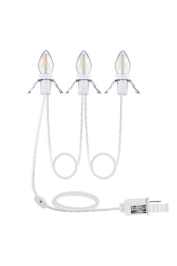 Accessory Cord with 3 LED Light Bulbs,6Ft Blow Mold Light Indoor String Lights Cord with On/Off Switch for Salt Lamp,Halloween Pumpkin,Holiday Decoration and Craft Village House Decoration