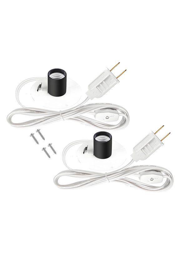 Blow Mold Light Kit Replacement, E27 E26 Single Light Cord Kit with Switch Fuse Plug, for Indoor Outdoor Halloween Christmas Village House Craft Decorations and Salt Lamp (2-Pack)