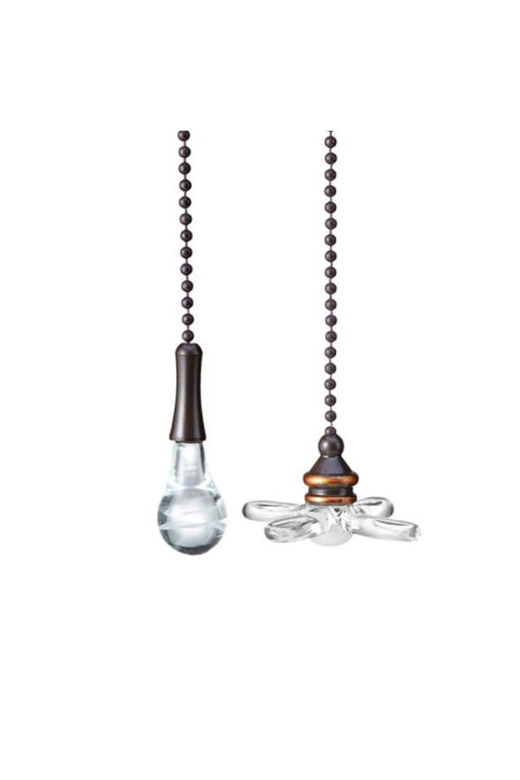 Ceiling Fan Pull Chain 6" Royal Designs Fan and Light Bulb Shaped Pull Chain Set ,ORB,One Pair