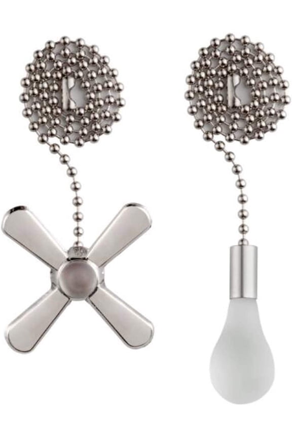 Ceiling Fan Pull Chains,Royal Designs Fan & Bulb Ceiling Fan Pull Chains Set  Brushed Nickel , One Pair