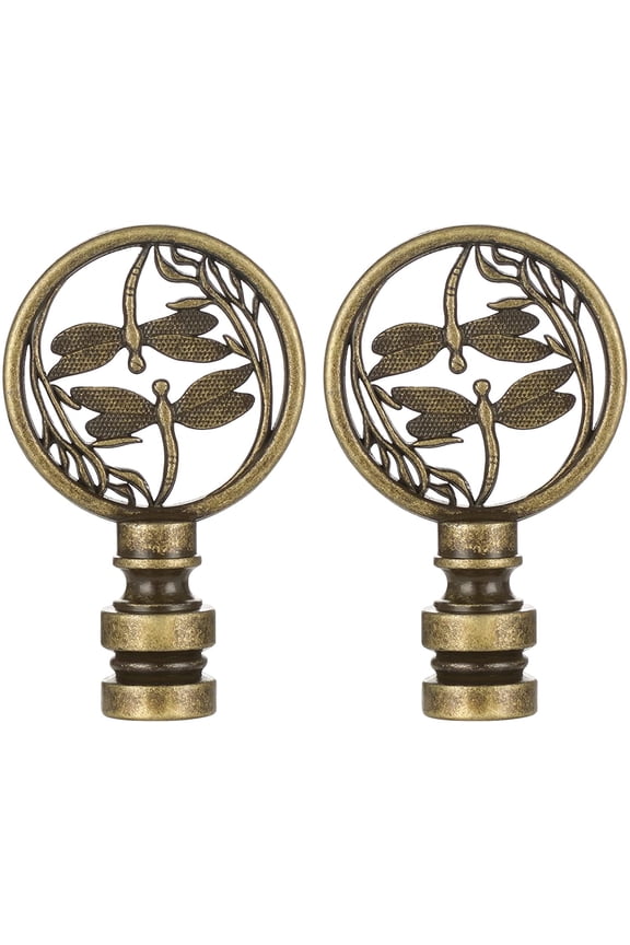 Lamp Finial Cap Knob Double Dragonflies Lamp Finials Hollowing Out Treatment for Lamp Shade, Antique Bronze,1/4-27