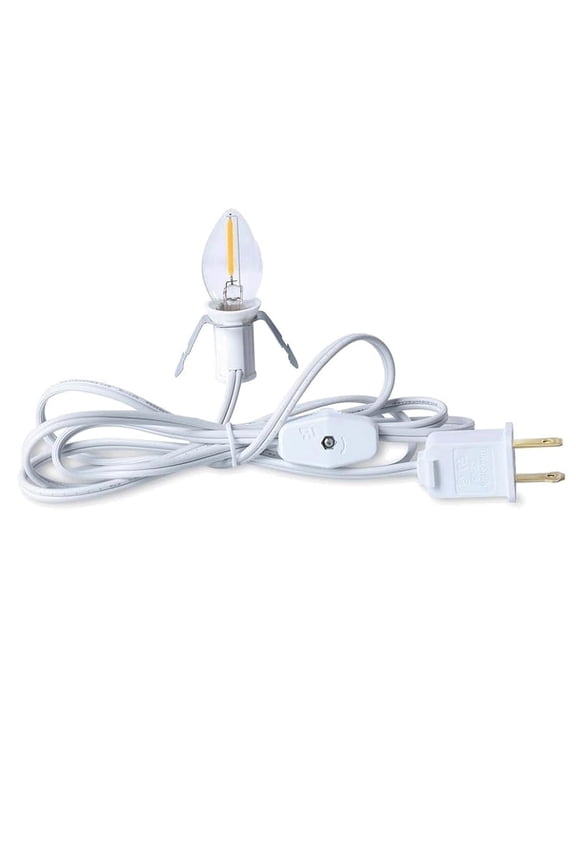 Single Light Replacement Clip in Lamp Cord with C7 LED Bulb,6 Ft Blow Mold Light Cord with On/Off Switch for Salt Lamp,Halloween Pumpkin,Holiday Decoration and Craft Village House Decoration