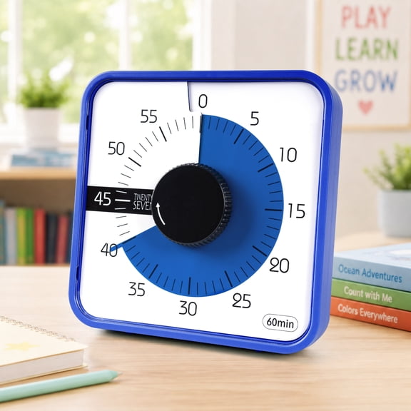 SEVEN 7.5" Visual Countdown Timer, 60 Minute Mechanical Timer for Kids, Classroom Teaching, Office Meetings & Exam Time Management, Magnetic, Navy Blue