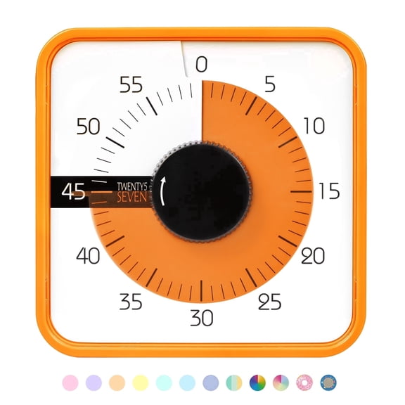 SEVEN 7.5" Visual Countdown Timer, 60 Minute Mechanical Timer for Kids, Classroom Teaching, Office Meetings & Exam Time Management, Magnetic, Orange