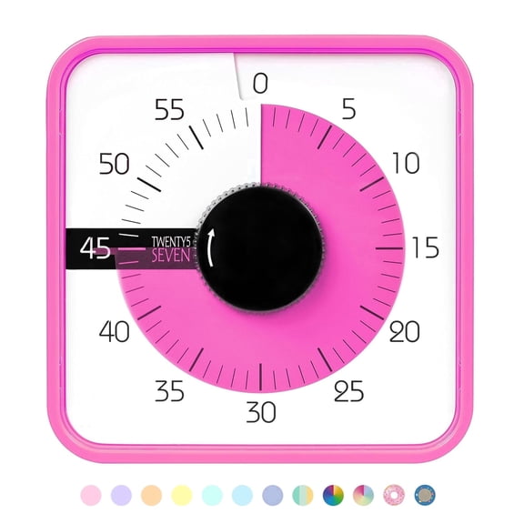 SEVEN 7.5" Visual Countdown Timer, 60 Minute Mechanical Timer for Kids, Classroom Teaching, Office Meetings & Exam Time Management, Magnetic, Pink