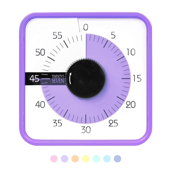 SEVEN 7.5" Visual Countdown Timer, 60 Minute Mechanical Timer for Kids, Classroom Teaching, Office Meetings & Exam Time Management, Magnetic, Purple
