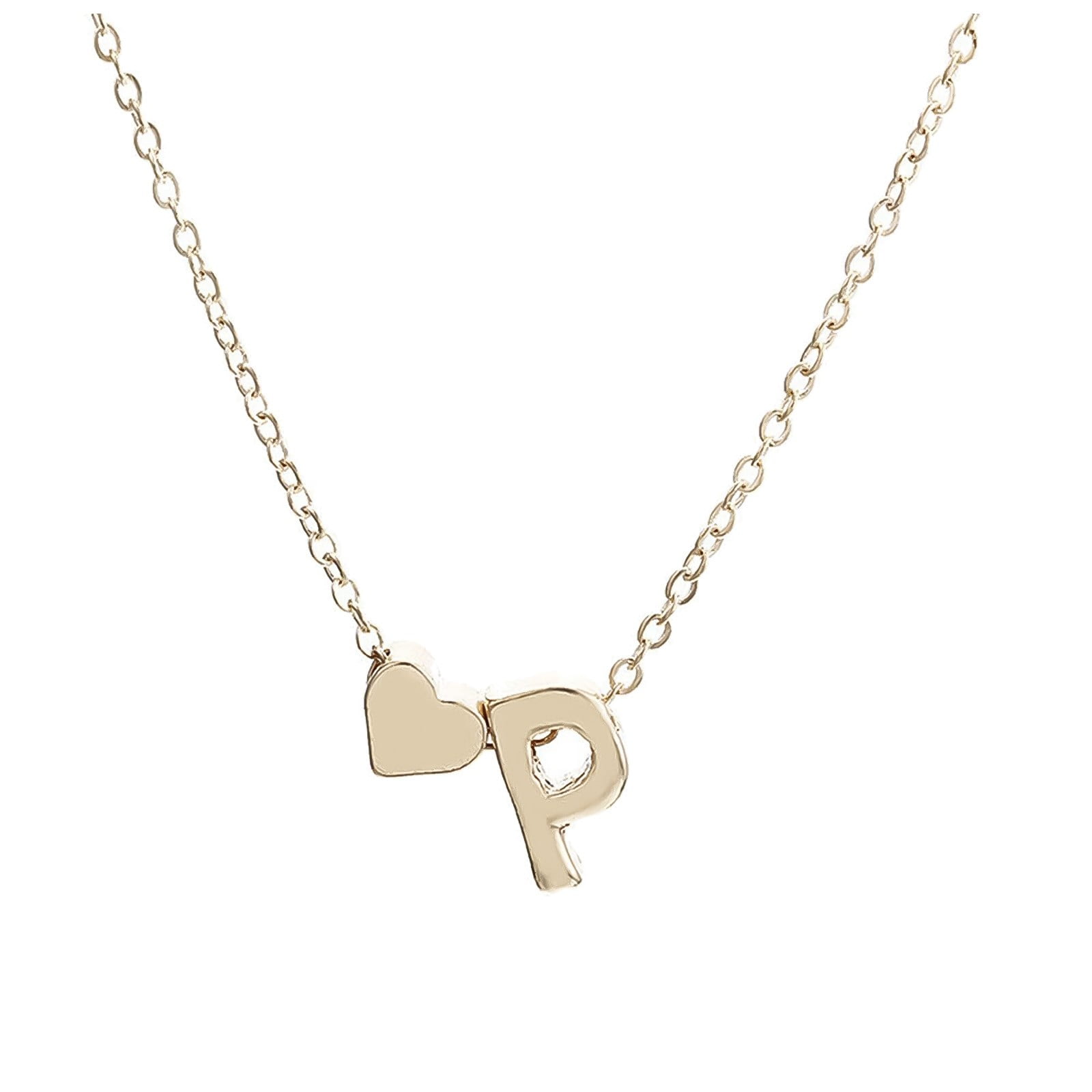 Initial Heart Necklace – 18K Gold Plated Stainless Steel Tiny Heart Letter Pendant, Personalized Gift For Women