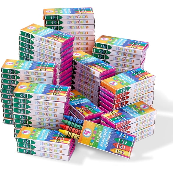 THE TWIDDLERS 144-Pack Mini Crayons in Bulk (576 Total) - 4-Pack Crayon Boxes for Kids Party Favors, Restaurant Supplies, School Coloring and Classroom Rewards