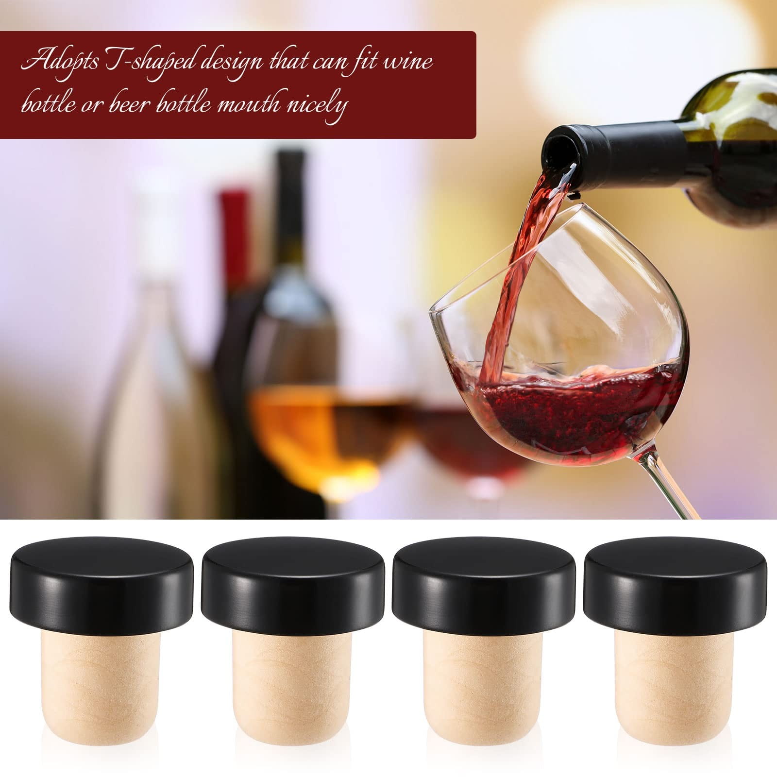 TWIFER 24PC T Shaped Stopper Cork Wine Stopper Bottle Stoppers Reusable Wine Bottle Stopper