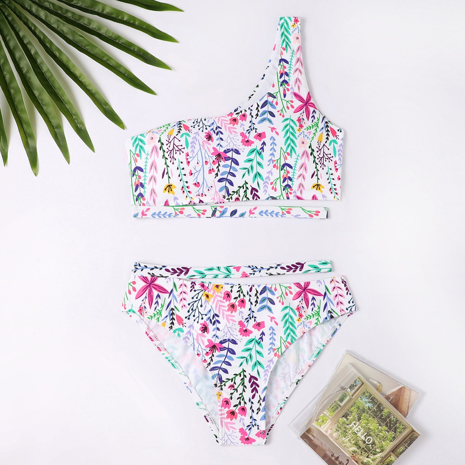 TWIFER Parent Child Swimsuit Ladies Swimsuit Bikini Leaf Print Mother