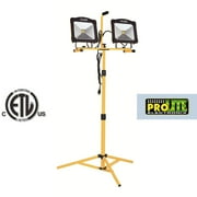 TWIN 5000 LUMEN 10,000 Total 50 WATT LED PORTABLE FLOOD LIGHT With 54 Inch RIPOD