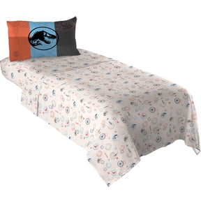 Jurassic World Kids 3 Piece Beige Dinosaur Print Sheet Set, Twin